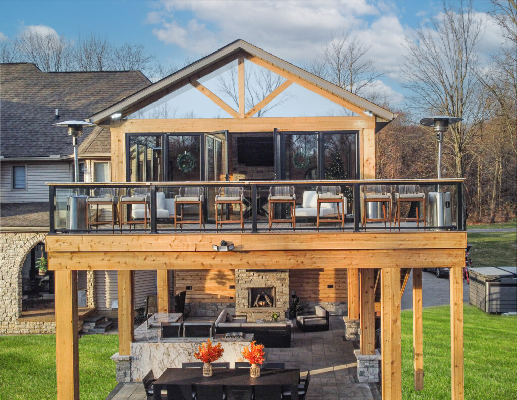 Outdoor Living Area with Upper Deck and Kitchen 2