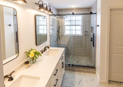 Contemporary Master Bath with Custom Amish Built-in in Brunswick