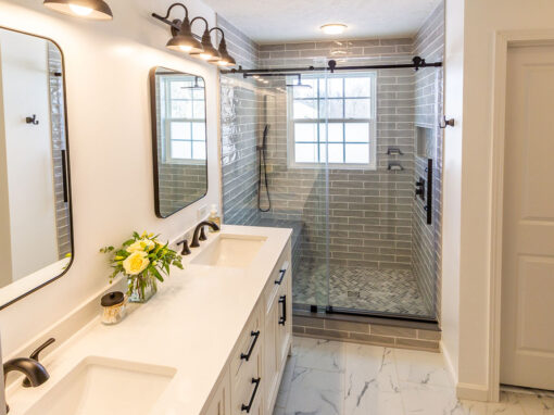 Contemporary Master Bath with Custom Amish Built-in in Brunswick